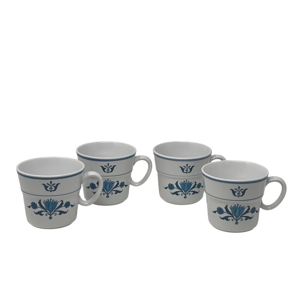 Noritake Progression Blue Haven Set of 4 Coffee Cup Mug Blue White Ceramic 9004